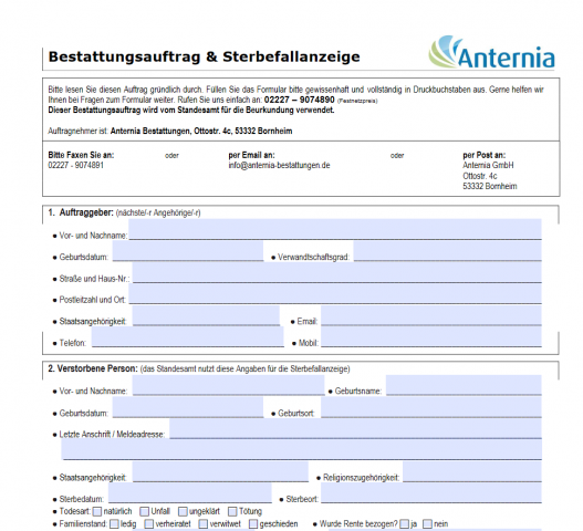 Was beinhaltet ein Bestattungsvertrag?